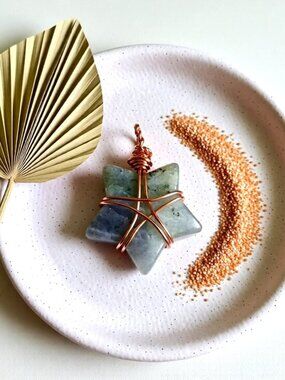 OOAK Thick Gray/Green Labradorite Star Pendant | Celestial | Pentagram | Magical